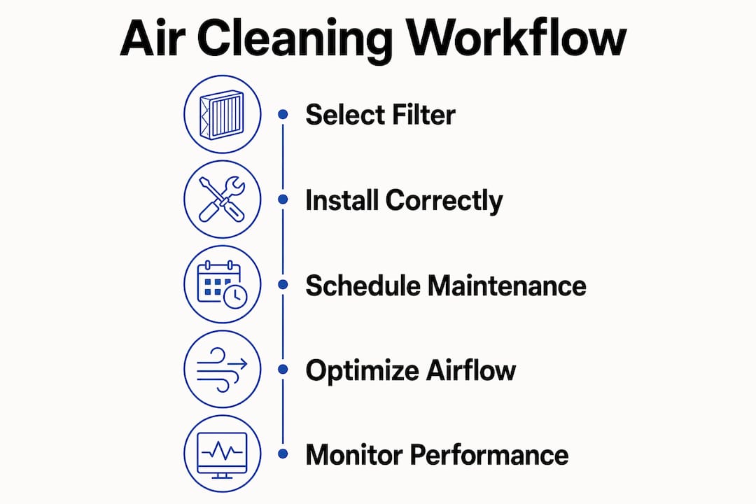 Infographic showing energy efficient air cleaning steps