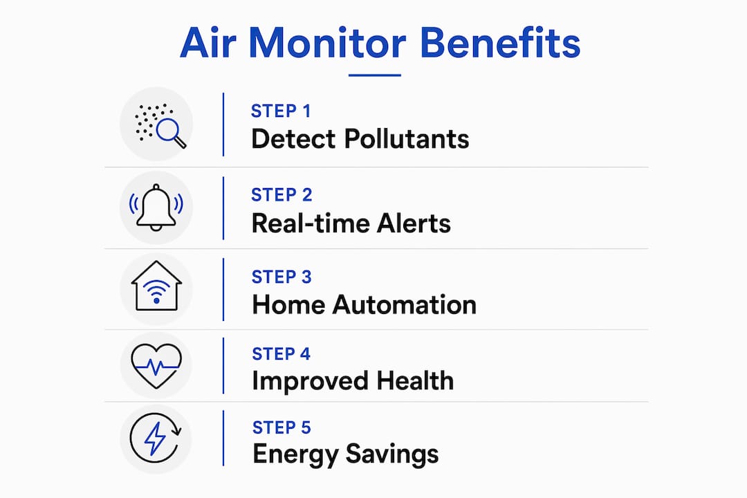 Infographic showing benefits of smart air monitors
