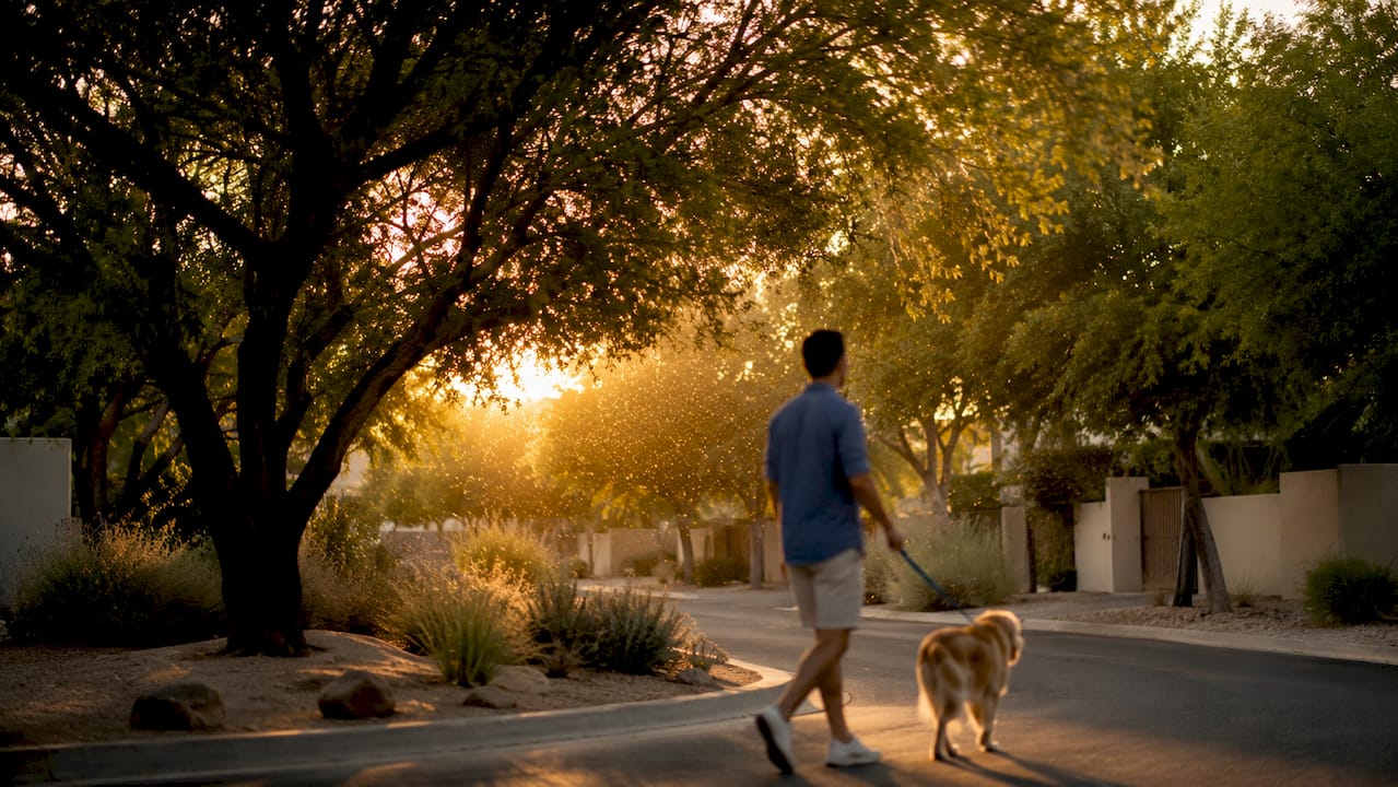 UAE neighborhood with Ghaf and Mesquite trees