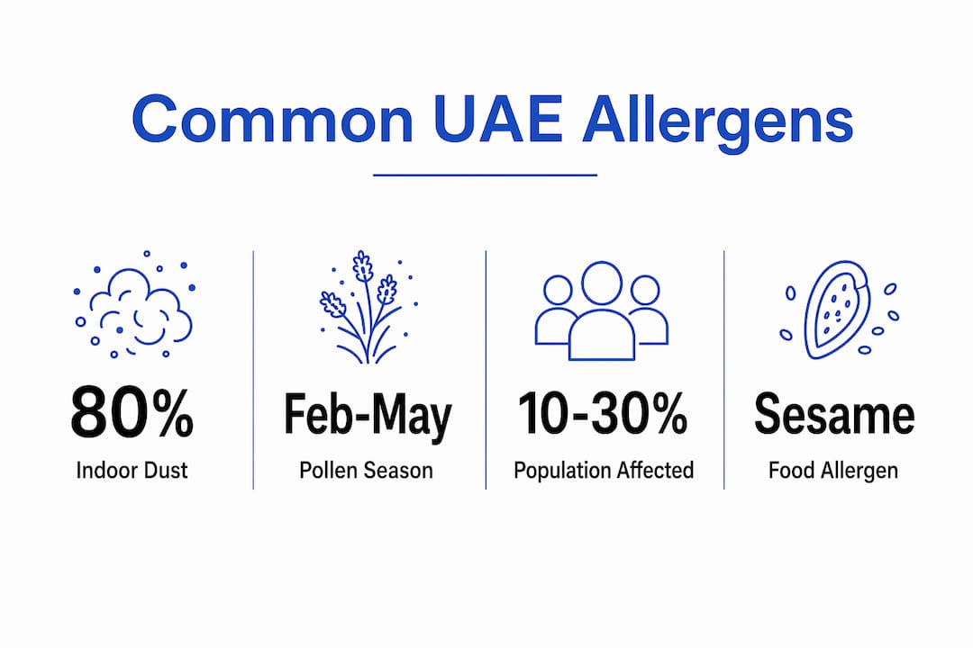 Infographic showing most common allergens and stats in UAE