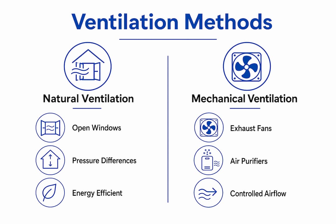 Infographic comparing natural and mechanical ventilation methods