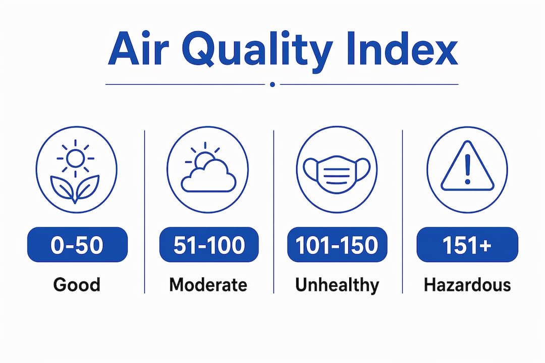 Infographic showing air quality index categories