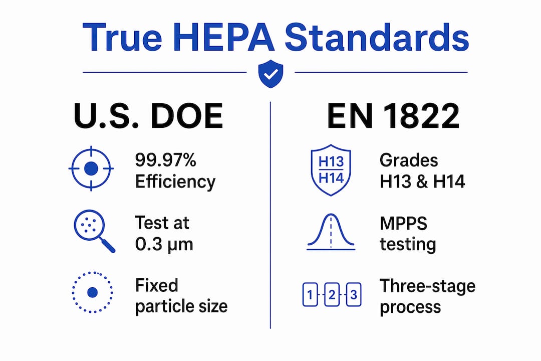 Infographic comparing true HEPA standards