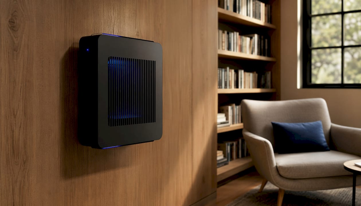 Photocatalytic oxidation air purifier device close-up