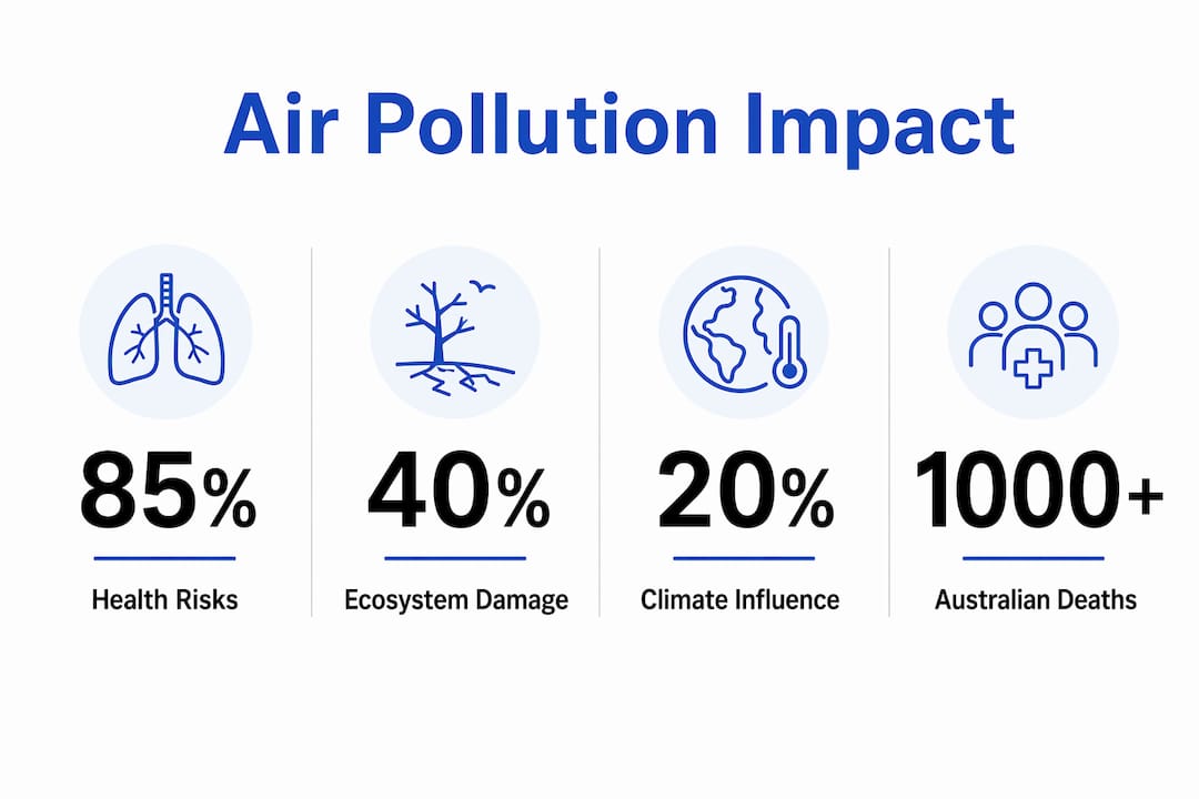 Infographic showing key air pollution impact statistics