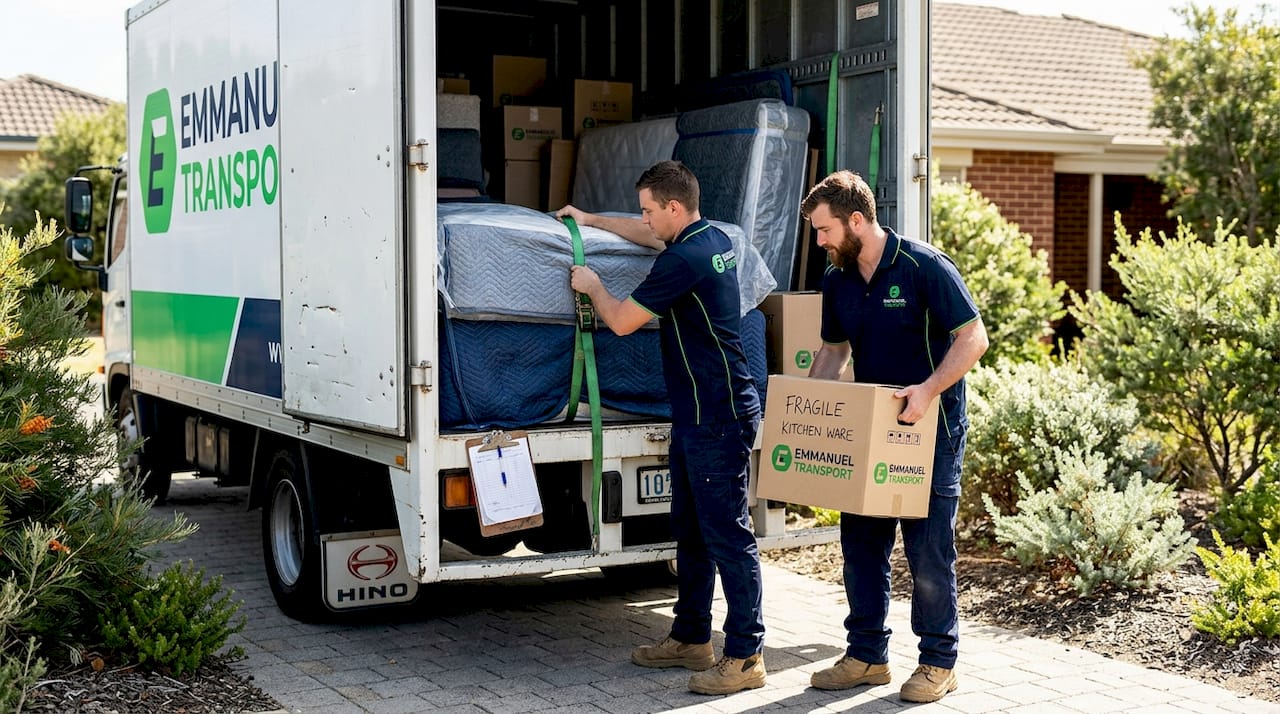 Movers loading furniture into Perth truck