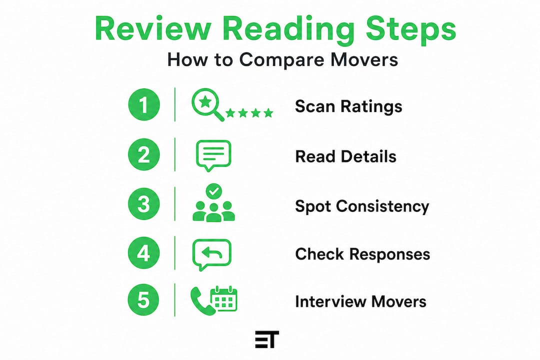 Infographic outlining steps for reviewing Perth movers