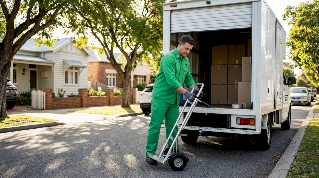 Mover unloading truck on quiet Perth street