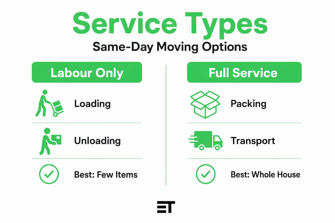 Infographic comparing types of same-day moving services