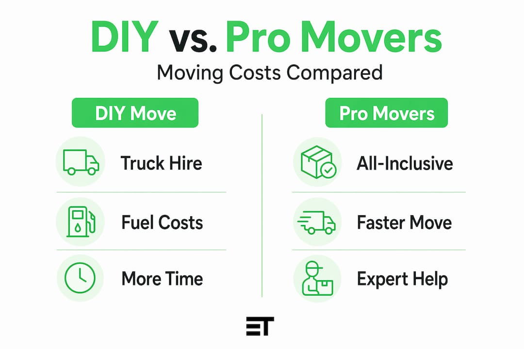 Infographic comparing DIY and professional moving costs