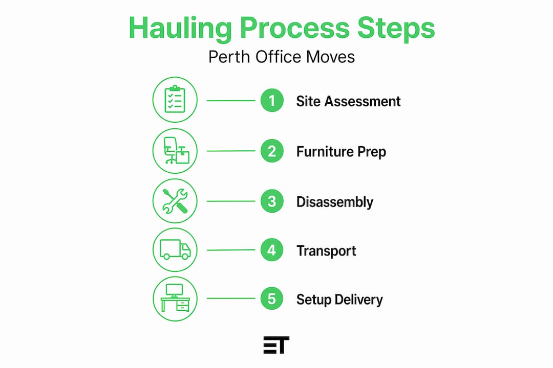 Infographic with five steps in hauling process