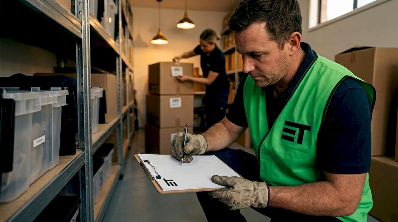 Commercial movers cataloguing office inventory