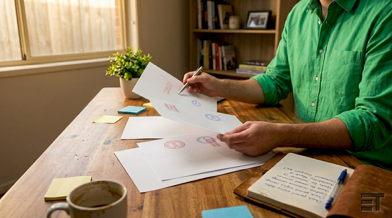 Hands reviewing moving company credentials