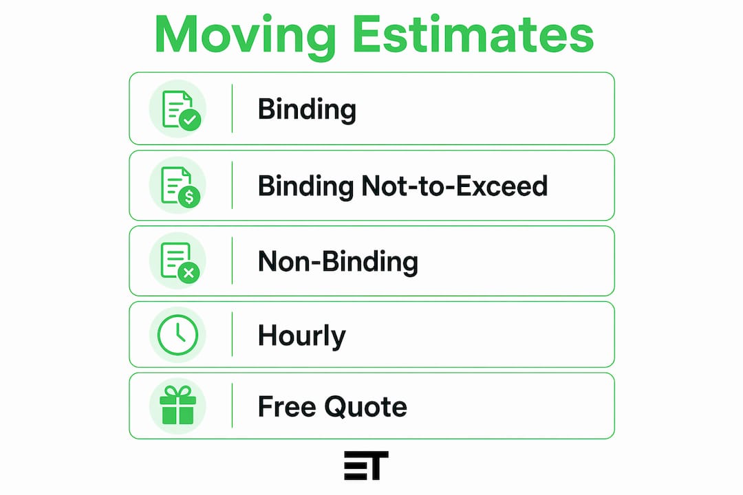 Infographic explaining moving estimate types