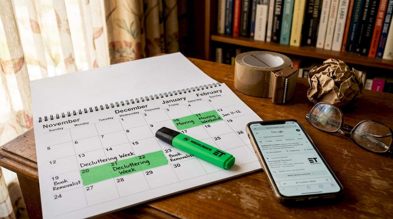 Calendar marking off-peak moving months