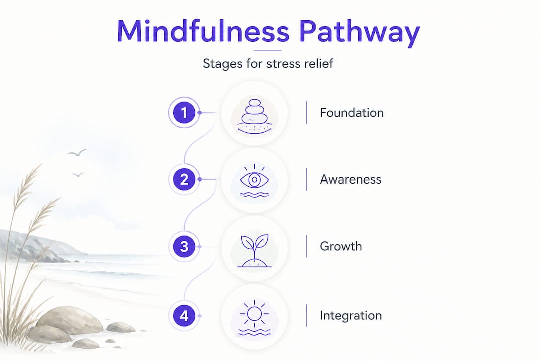 Infographic showing mindfulness pathway stages