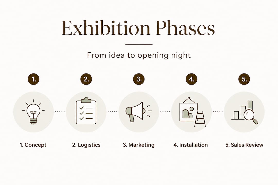 Infographic showing exhibition planning steps