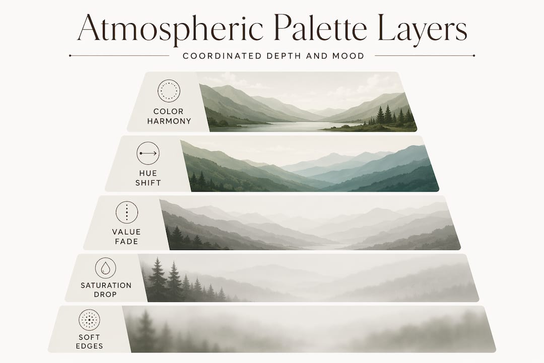 Hierarchy infographic of atmospheric palette components