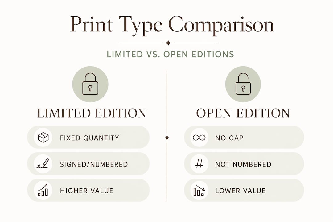 Infographic comparing limited and open edition prints