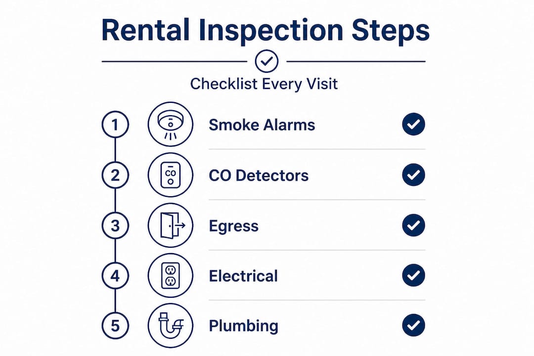 Step-by-step rental property inspection checklist infographic
