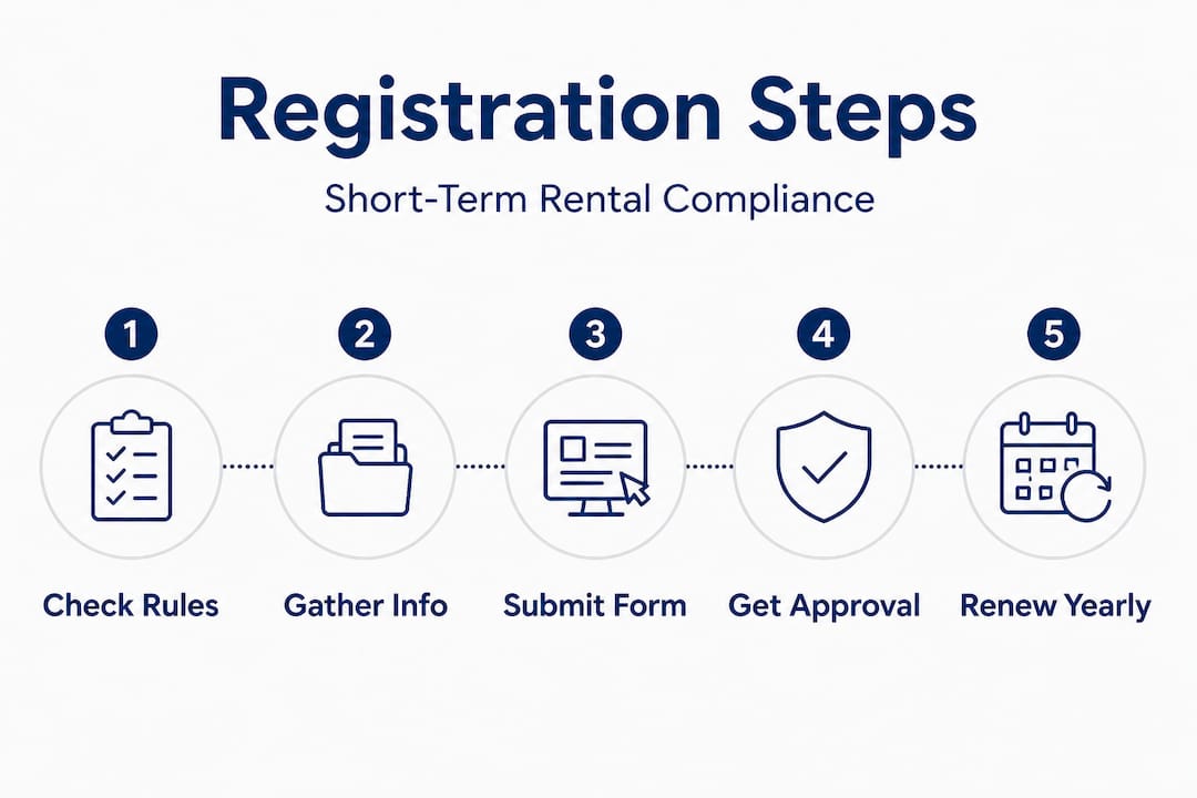 Infographic showing registration steps for STR hosts