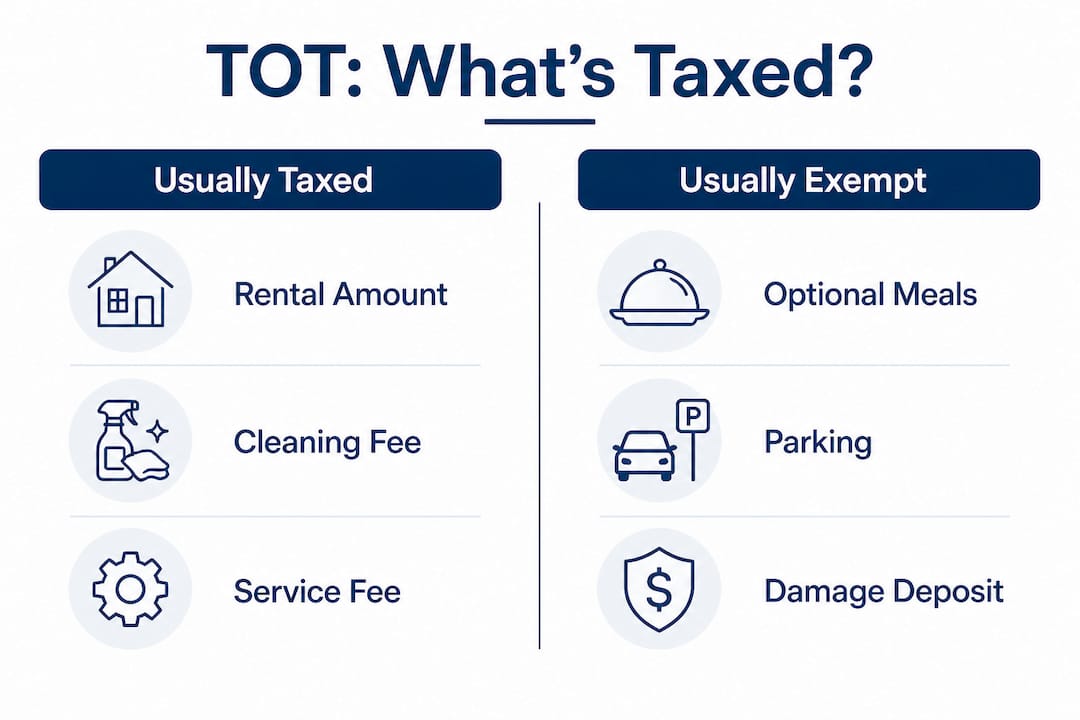 Infographic comparing taxable and exempt guest fees