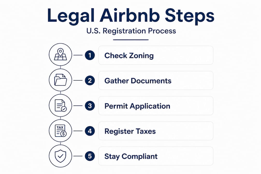 Infographic outlining Airbnb registration steps
