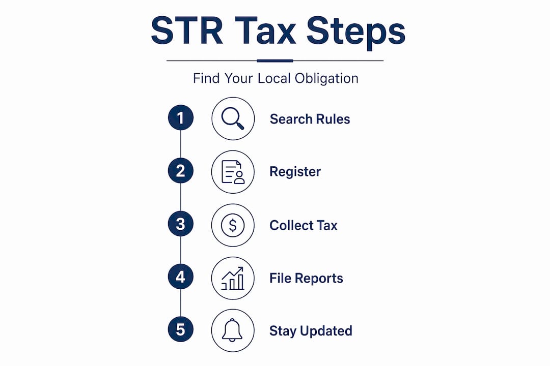 Infographic outlining steps to determine STR tax duty