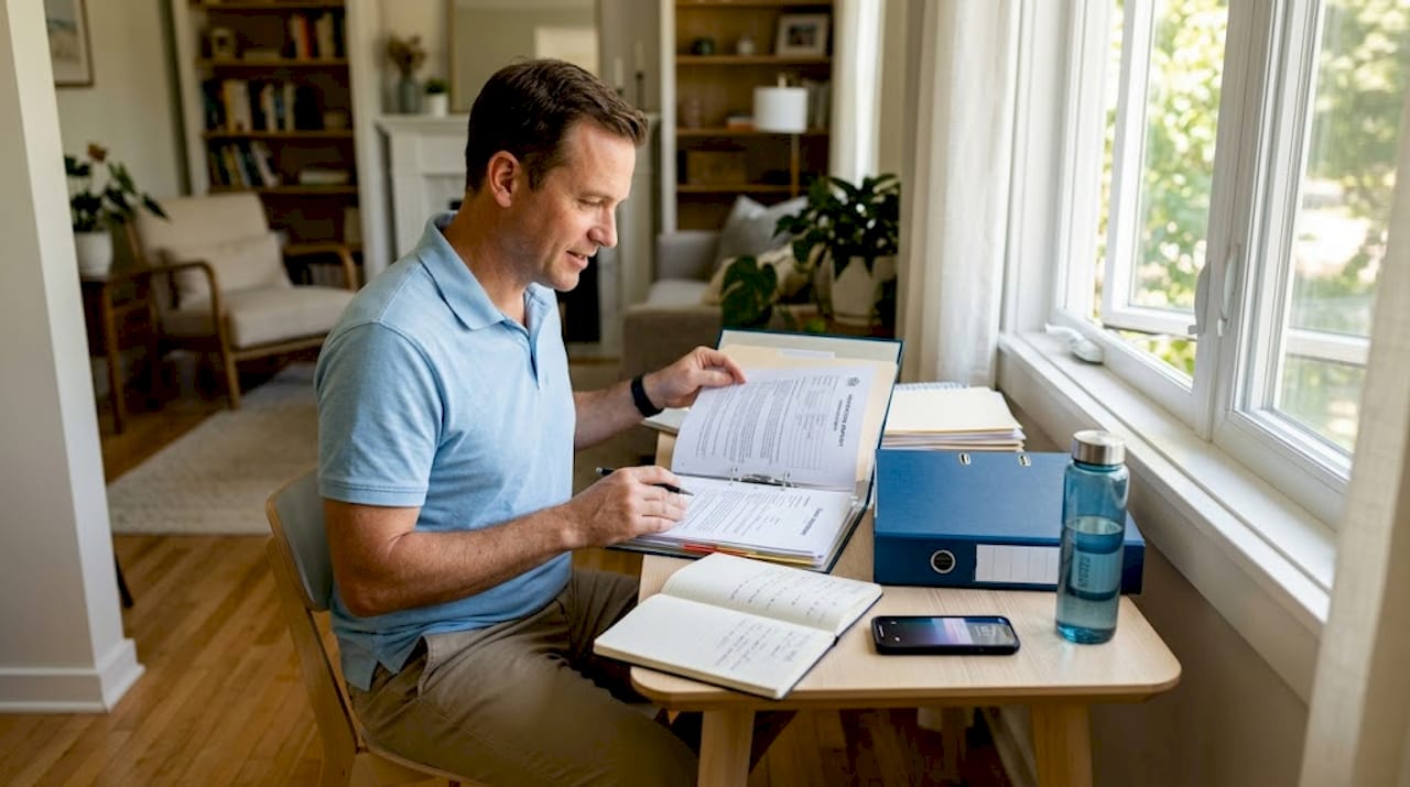 Host organizing documents in small home office