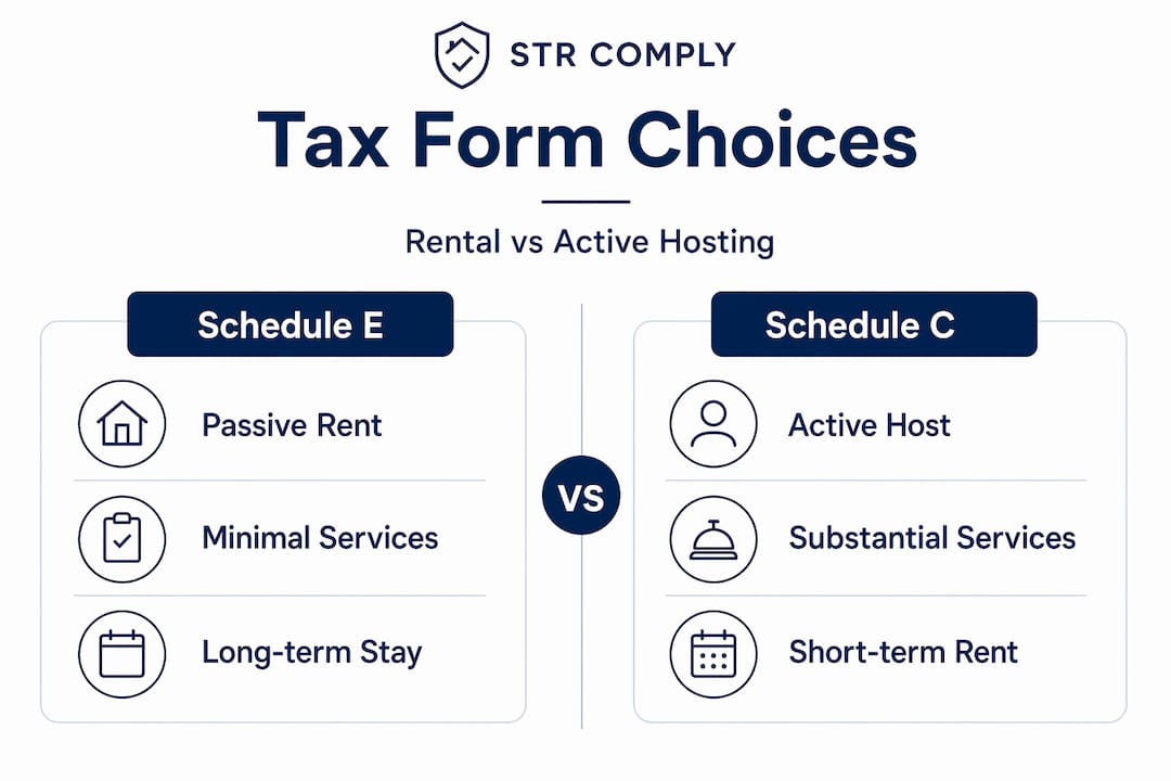 Infographic comparing Schedule E and Schedule C rental forms