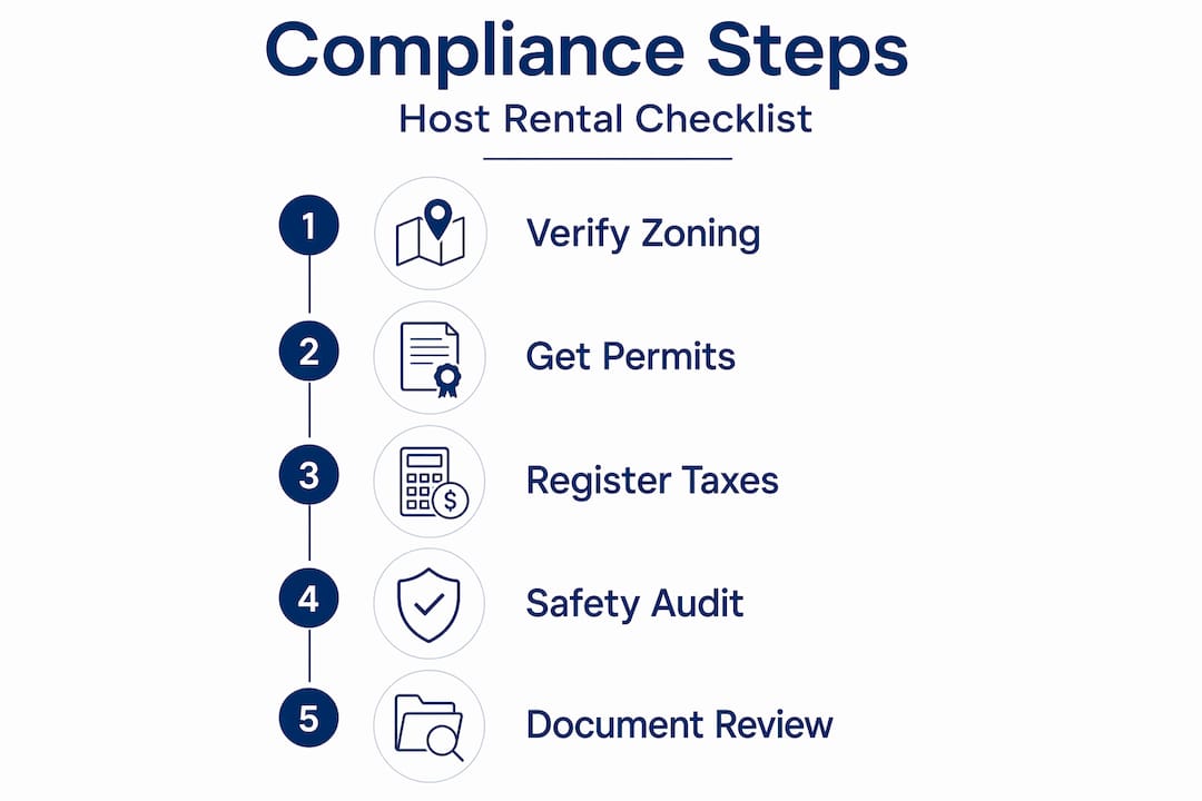 Vertical infographic showing compliance steps