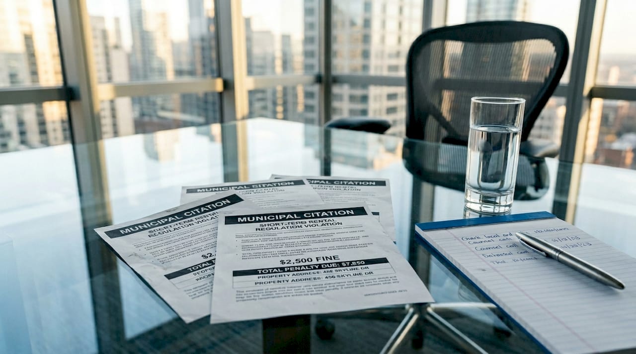 Papers showing financial penalties from VRBO violations
