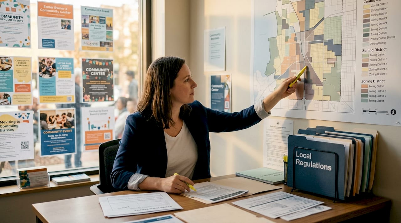 Planner reviewing zoning restrictions for rentals