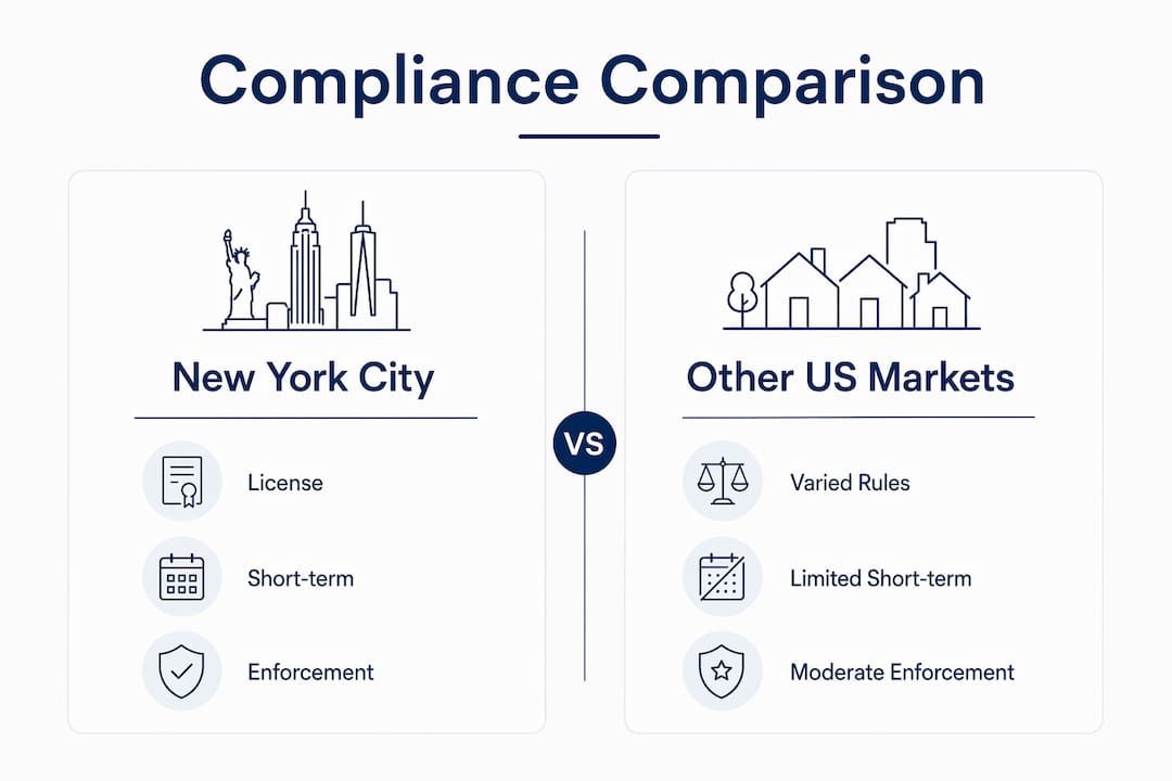 Infographic comparing rental compliance across US markets
