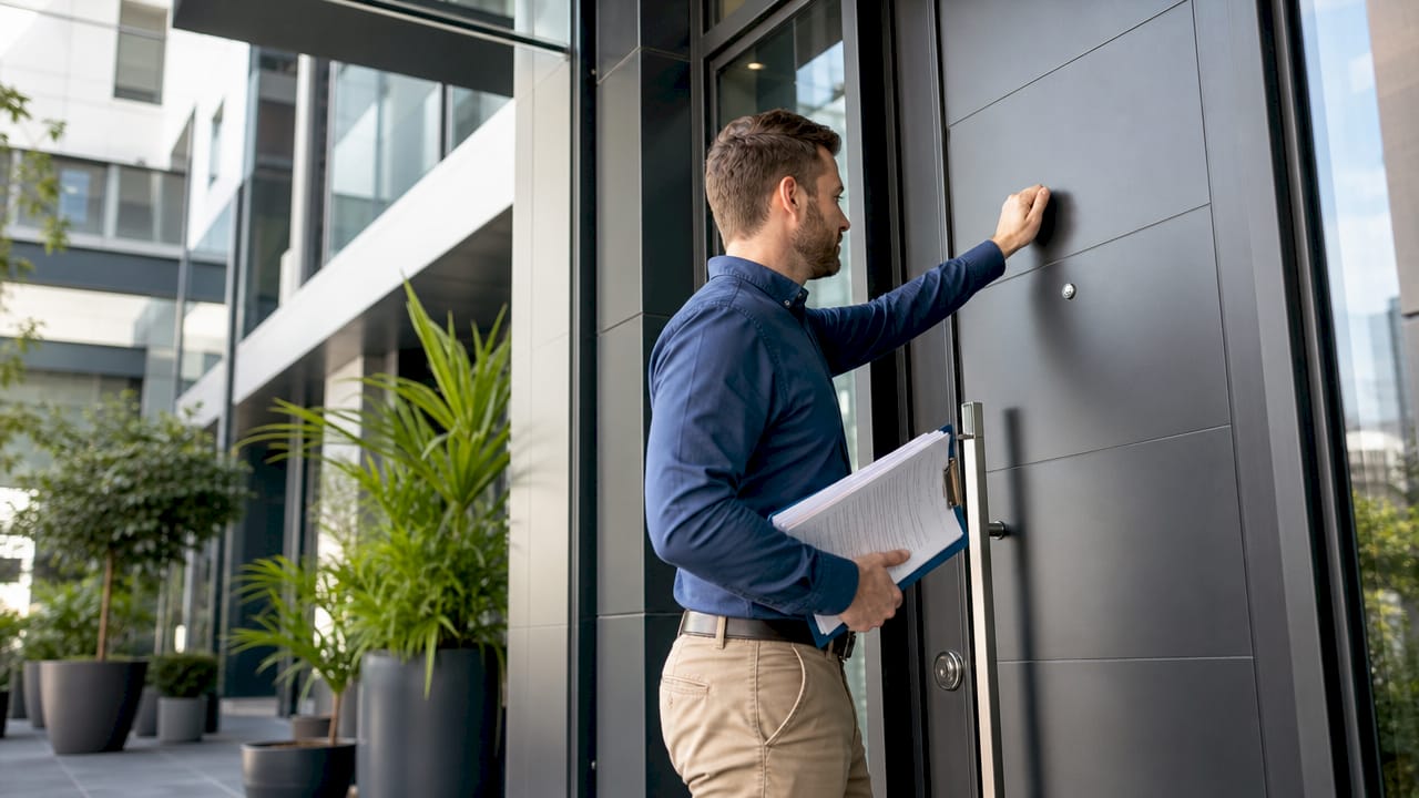 Officer inspecting short-term rental home