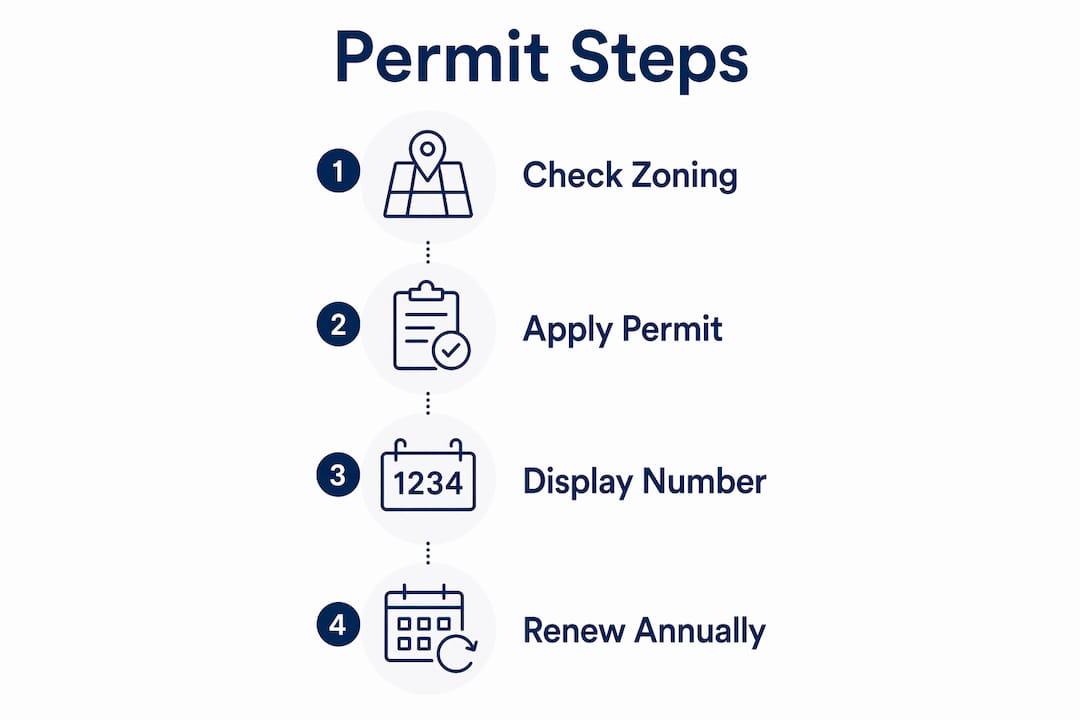 Infographic illustrating Airbnb permit steps