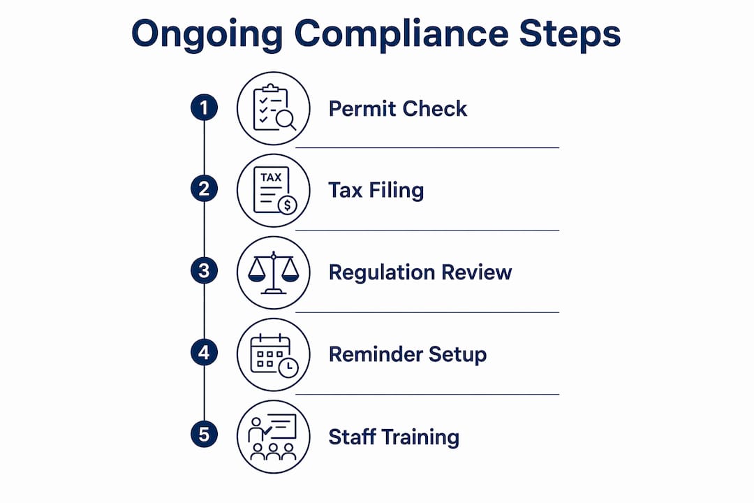 Infographic illustrating steps for ongoing STR compliance