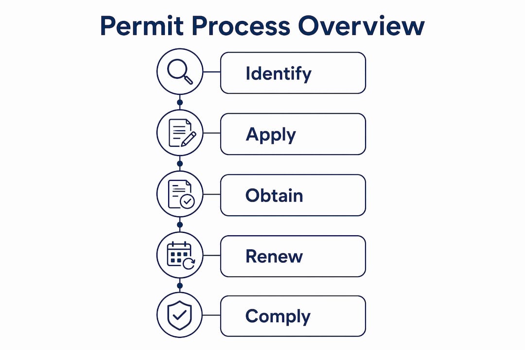 Infographic illustrating property management permit process