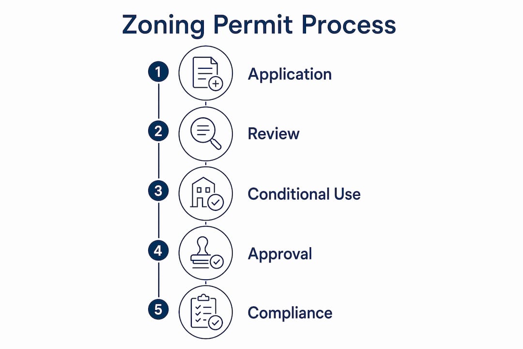 Infographic illustrating zoning permit process steps