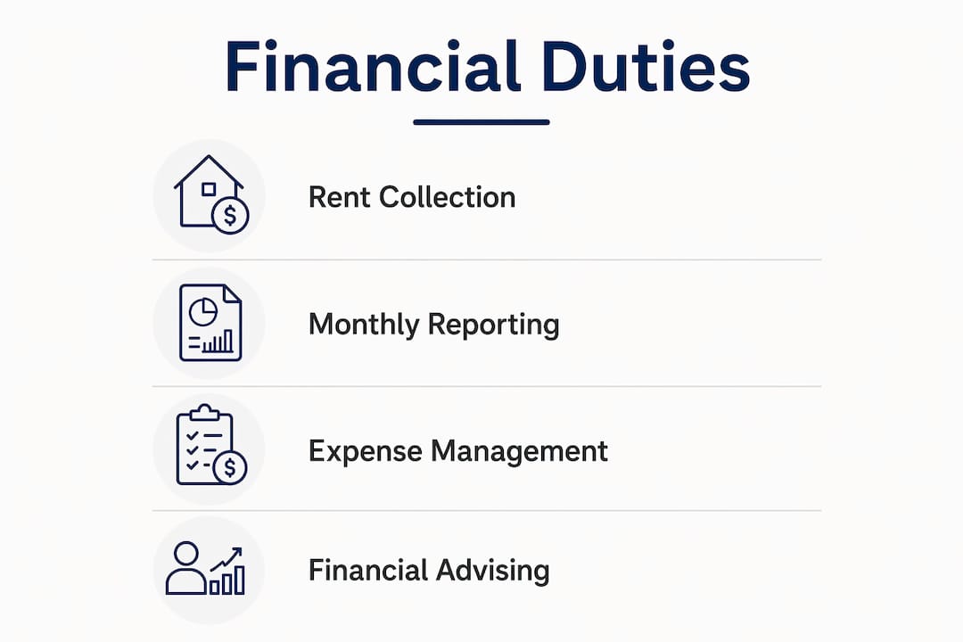 Infographic depicting key financial responsibilities of property managers