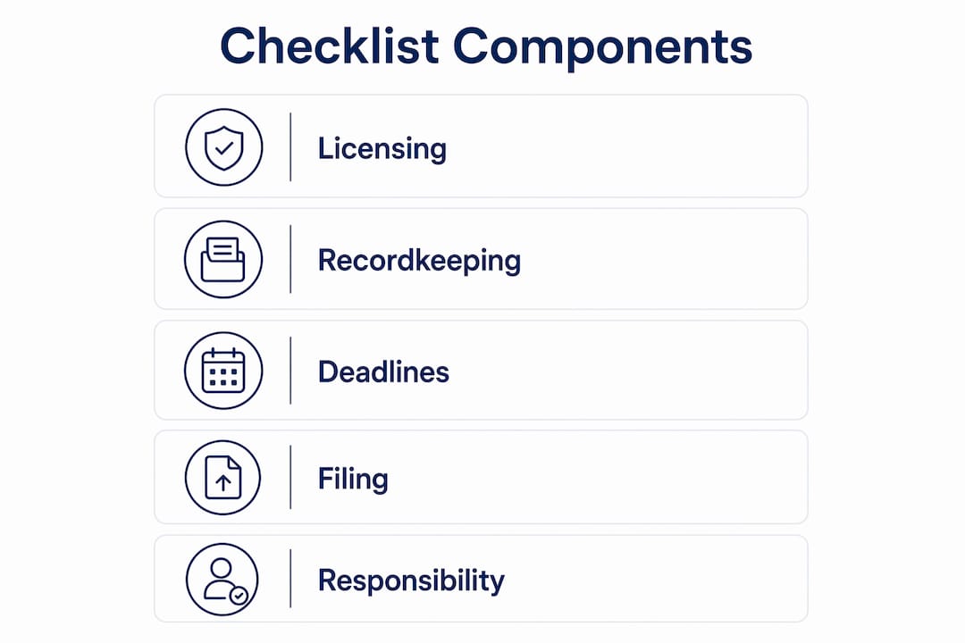 Infographic illustrating five checklist components