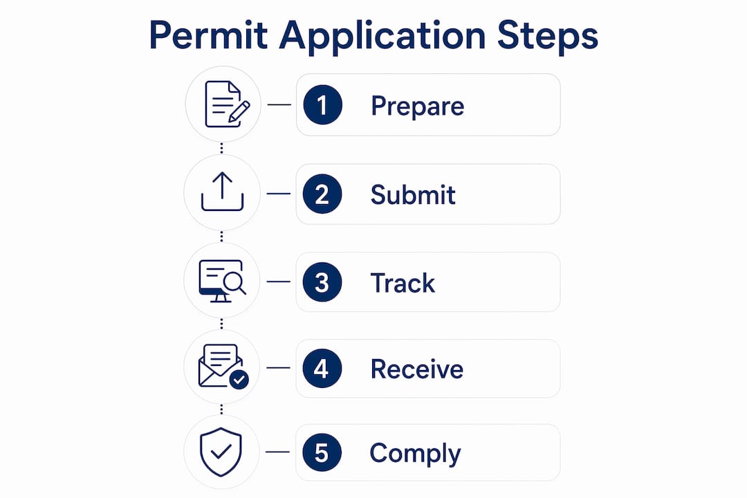 Infographic showing VRBO host permit application steps
