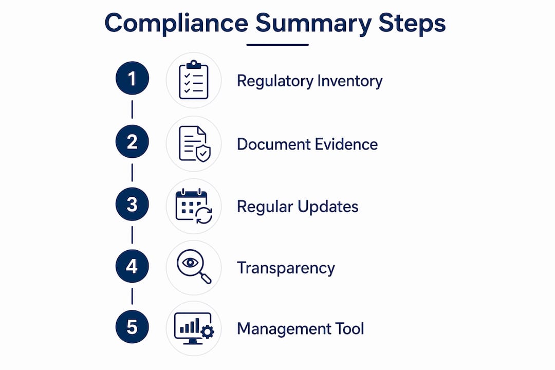 Infographic outlining compliance summary key steps