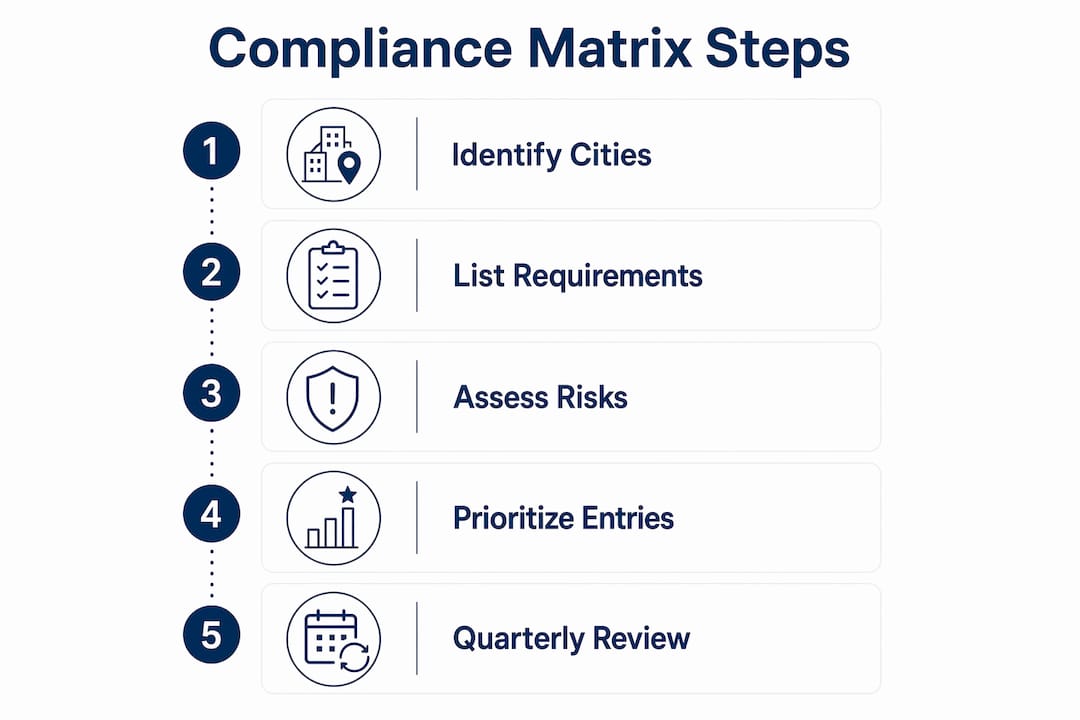 Infographic showing compliance matrix management steps
