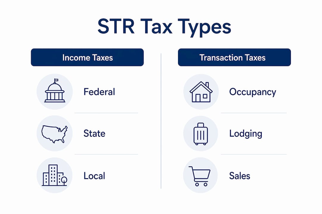 Infographic summarizing main types of STR taxes