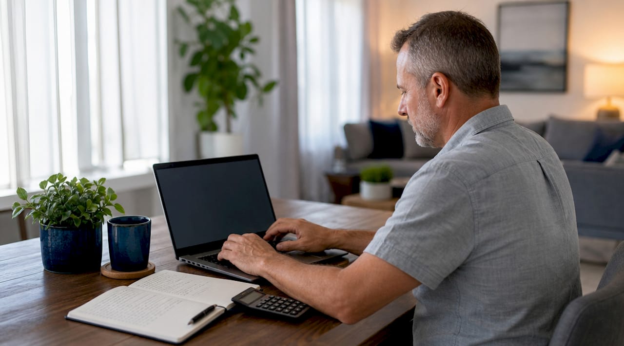 Airbnb host configuring tax settings on laptop at home office