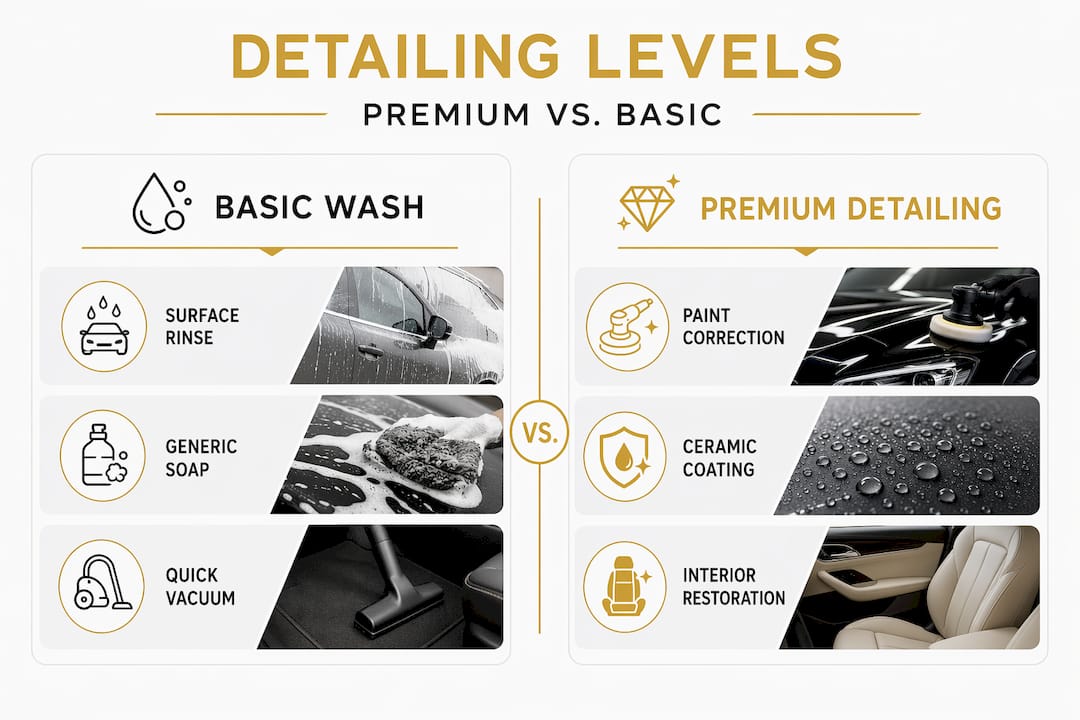 Infographic comparing basic vs premium detailing features