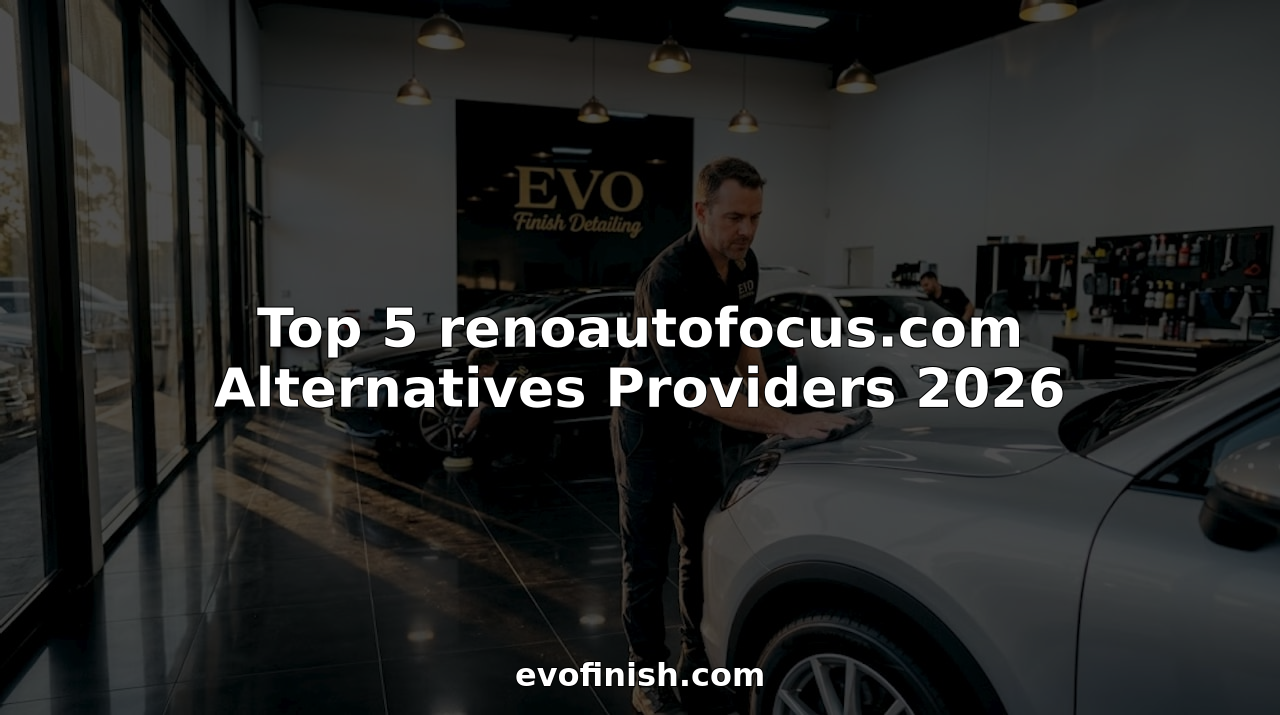 Auto detailing technician cleaning car in service bay