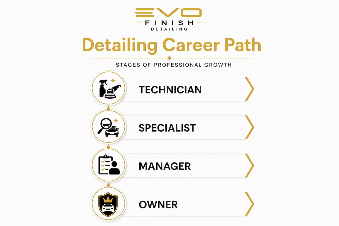 Infographic showing detailing career progression stages