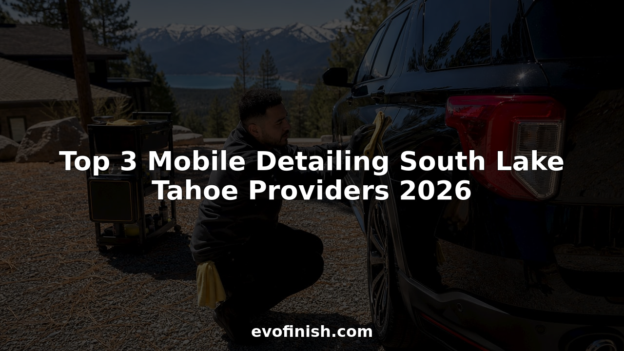 Mobile auto detailer polishing black SUV outdoors
